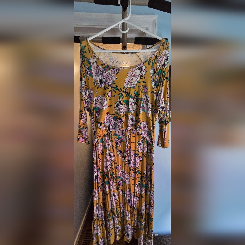 Latched Mama Mustard Floral Long Sleeve Dress